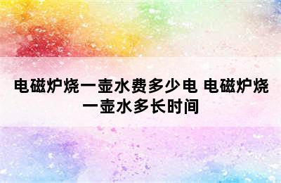 电磁炉烧一壶水费多少电 电磁炉烧一壶水多长时间